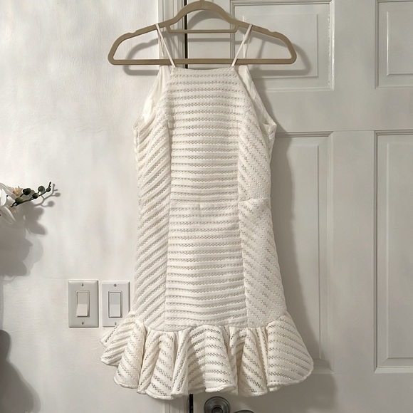 Bardot Piper Mesh Ruffle Hem Minidress Ivory - Picture 3 of 16